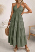 Halter V Neck Maxi Dress
