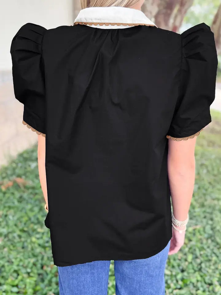 Black Ricrac Trim Top