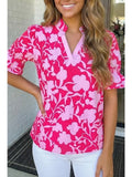 Pink Red Floral Top