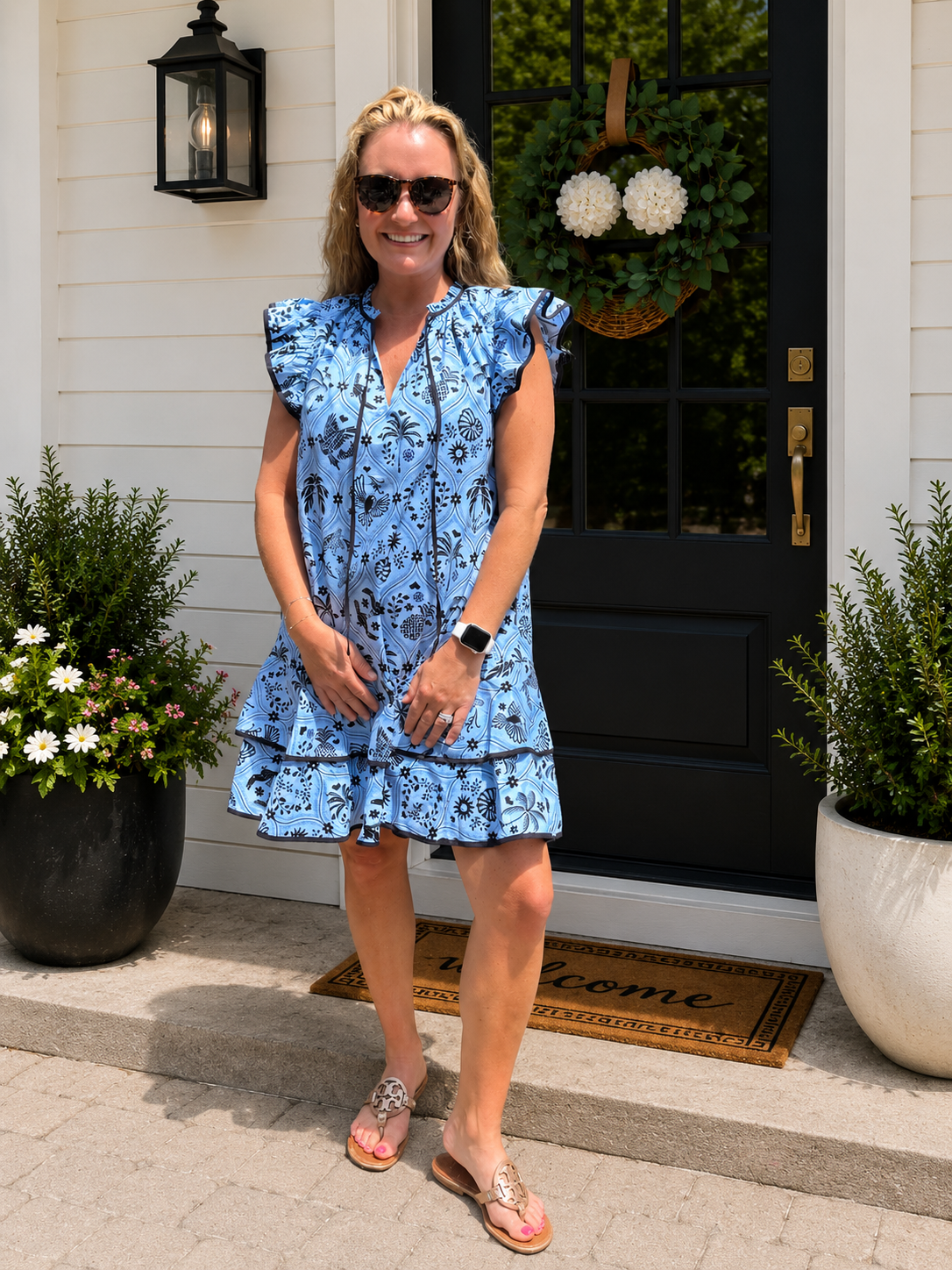 Blue Ruffle Tropic Dress