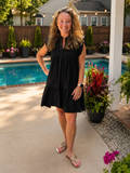 THML Pleated Split Neck Dress