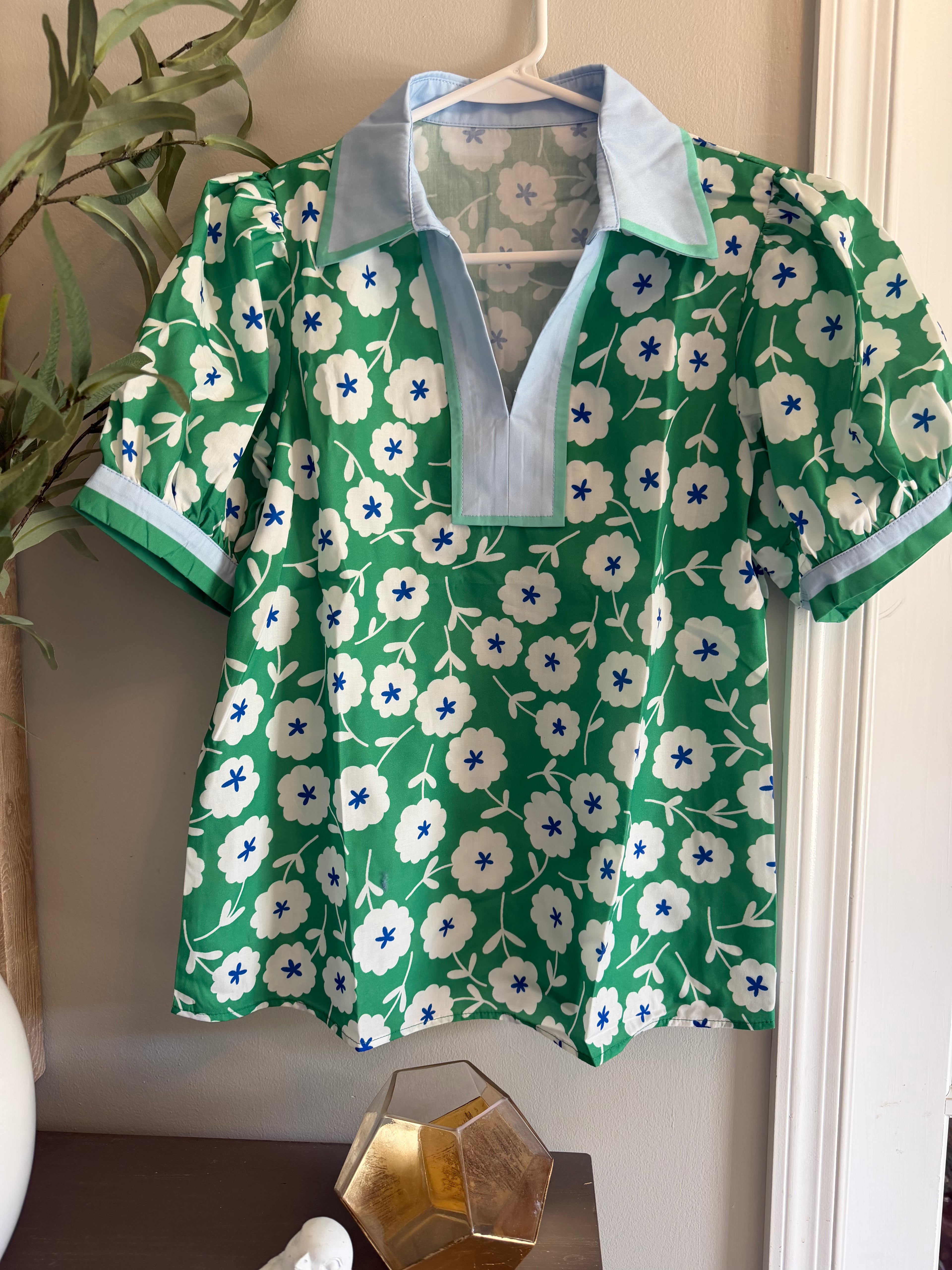 Green Floral Top