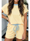 Ribbed Yellow Tee Short Set